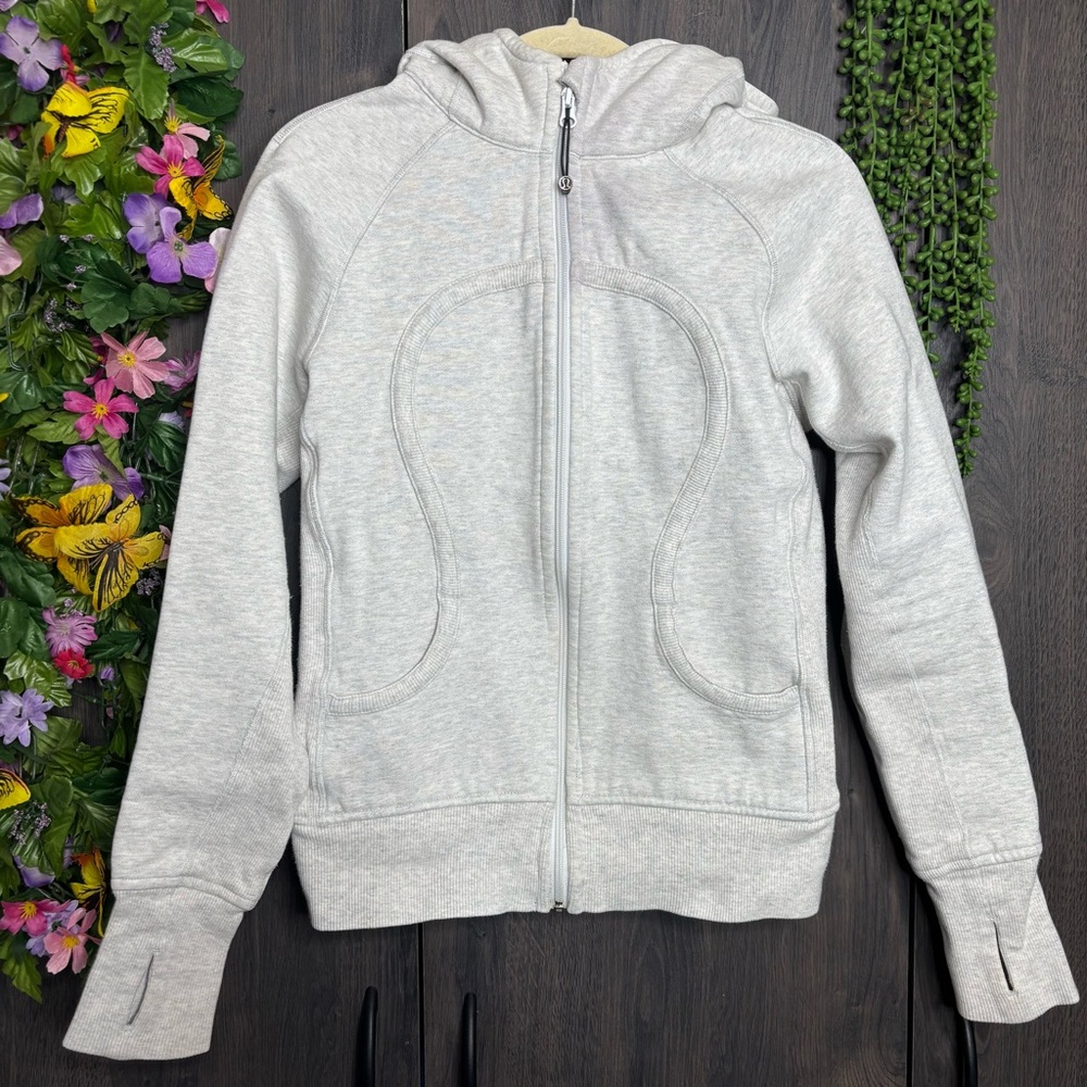 'Lululemon Full Zip Heather White Scuba Jacket Size 8/ Medium